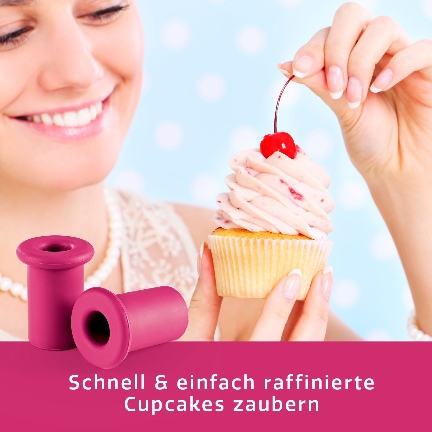 CuCap Back-Set für Cupcakes, Muffins & Mehr, Backförmchen mit Zentrierhilfe für einfaches Füllen und stabileres Backen.