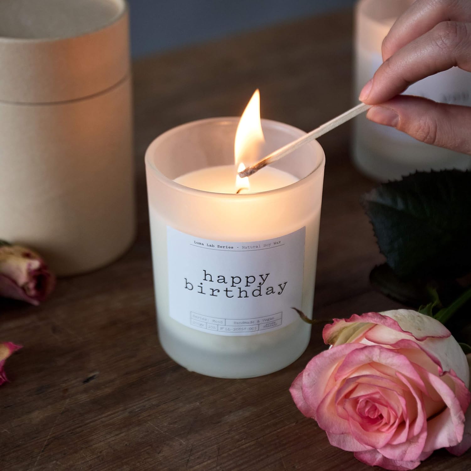 Duftkerze Mood "Good Luck" im Glas mit veganem Sojawachs, 25 Stunden Brenndauer und stilvollem Design für besondere Momente.