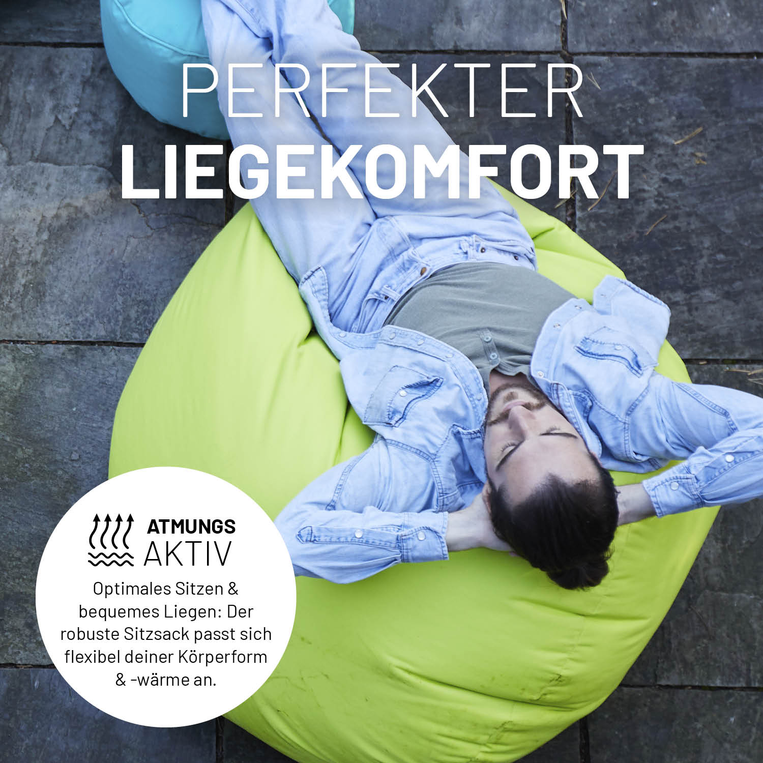 Sitzsack Drops (300 L) - indoor & outdoor - Anthrazit, langlebig, flexibel, pflegeleicht für entspanntes Sitzen und Liegen drinnen und draußen.