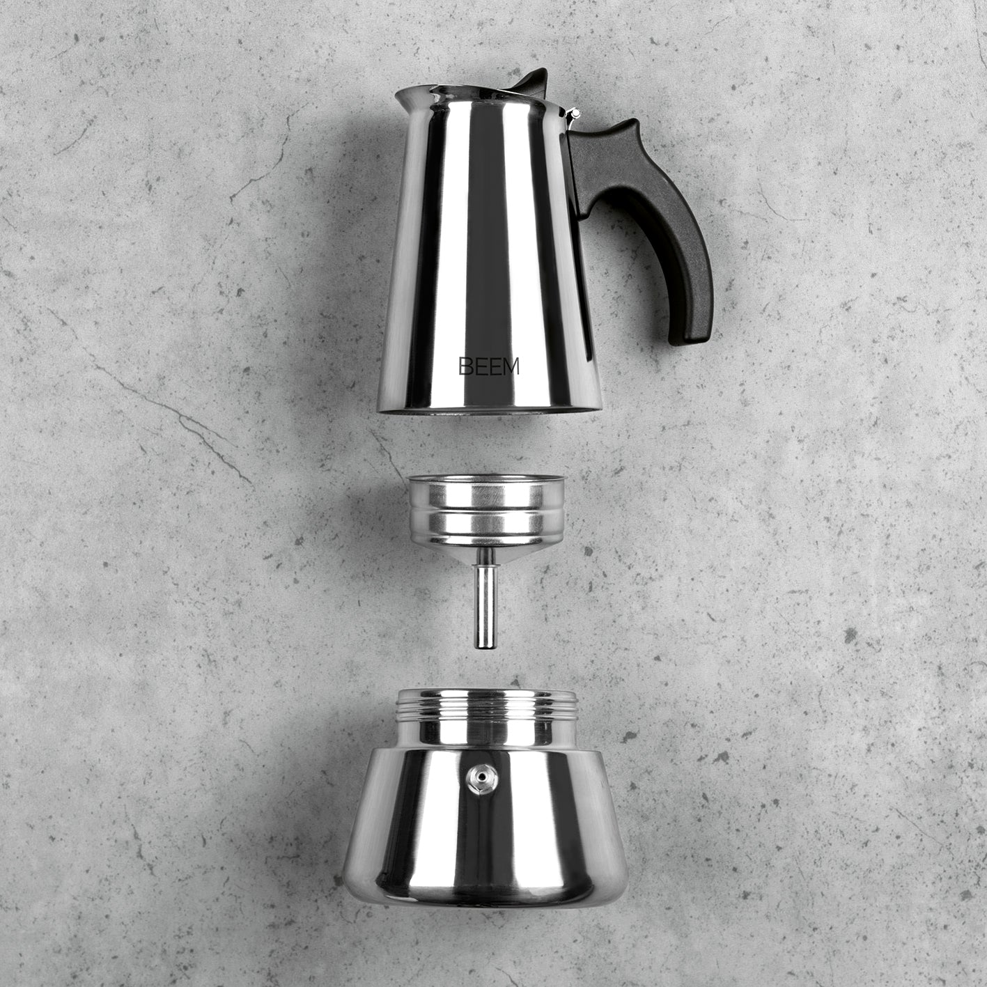 ESPRESSOMAKER - Espressokocher - 6 Tassen aus Edelstahl, einfach zerlegbar, für alle Herdarten geeignet, ideal für aromatischen Espresso zu Hause und unterwegs.