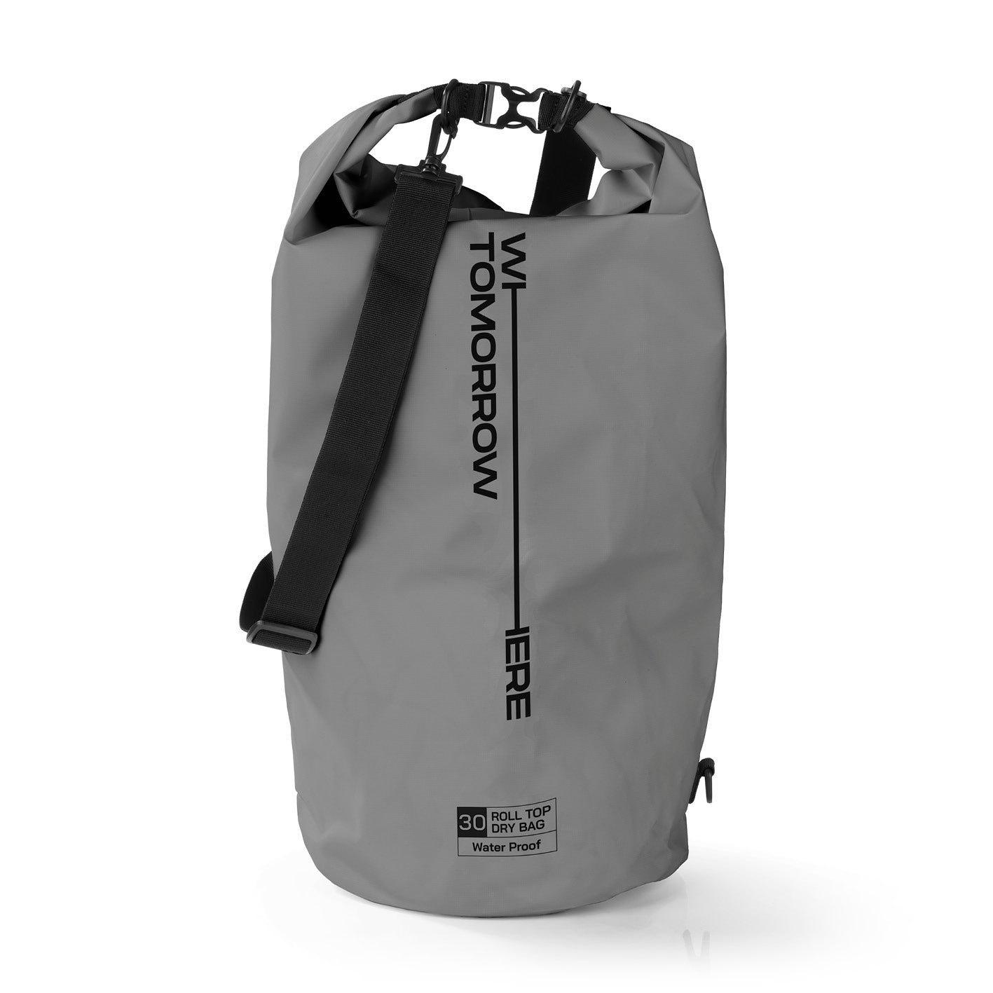 Dry Bag 30L - Style 02 - Grau wasserdichter Rucksack mit robustem Rolltop, verstellbarem Schultergurt und UV-Schutz für Outdoor-Abenteuer.