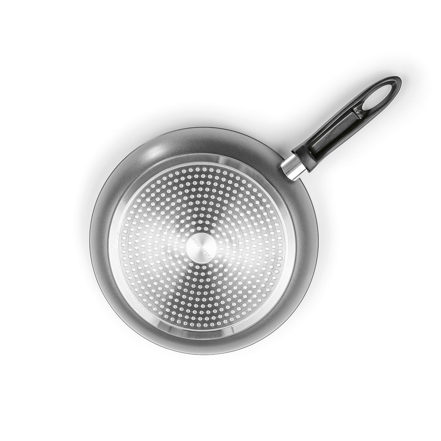 Aluminium-Pfanne mit Cool-Touch-Griff - Geschmiedet - 28 cm mit Antihaftbeschichtung und hitzebeständigem Griff, von oben fotografiert.