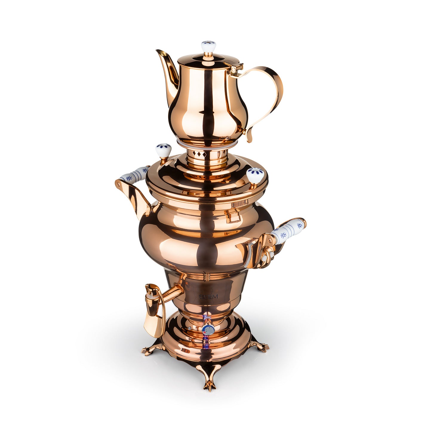 Samowar Rebecca mit Dispenser - Edelstahl/rose in hochwertigem Rosé-Design mit Thermostat und 5 Liter Fassungsvermögen