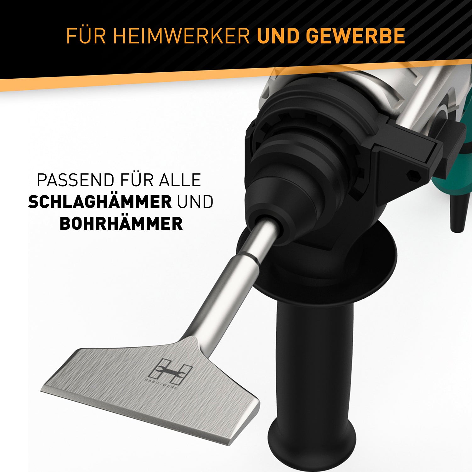 Fliesenmeißel für Bohrhammer mit angewinkeltem Ende, passend für SDS Plus Aufnahme aller Bohrhammer und Schlaghammer.