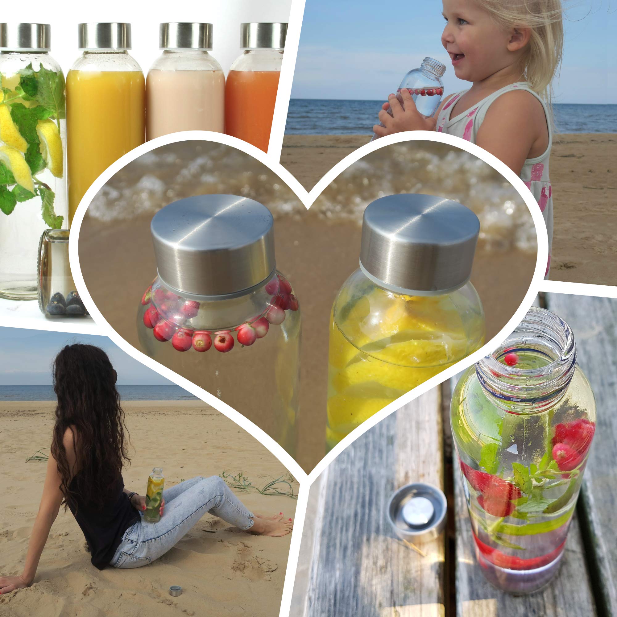 Glasflaschen-Set - 6 Stück à 500 ml aus robustem Kalk-Natron-Glas, luftdicht, auslaufsicher und ideal für heiße und kalte Getränke.