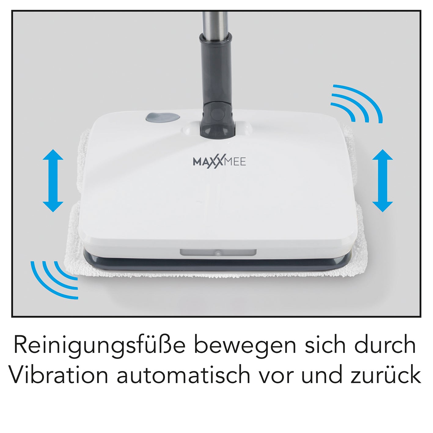 Akku-Vibrationsmopp mit Sprühfunktion - grau mit automatischer Vibrationsreinigung und kabellosem Design für einfache Bodenpflege.