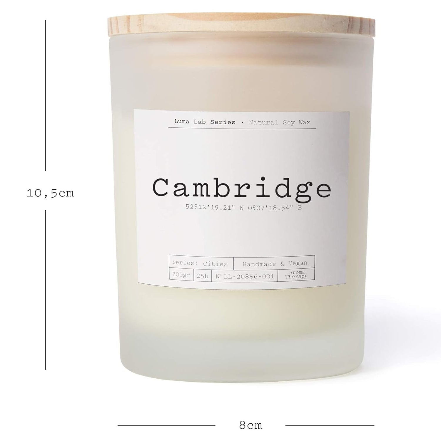 Duftkerze City Memories "Cambridge" im Glas mit blumig-holzigem Duft, vegan, handgemacht und nachhaltig, 25 Stunden Brenndauer.