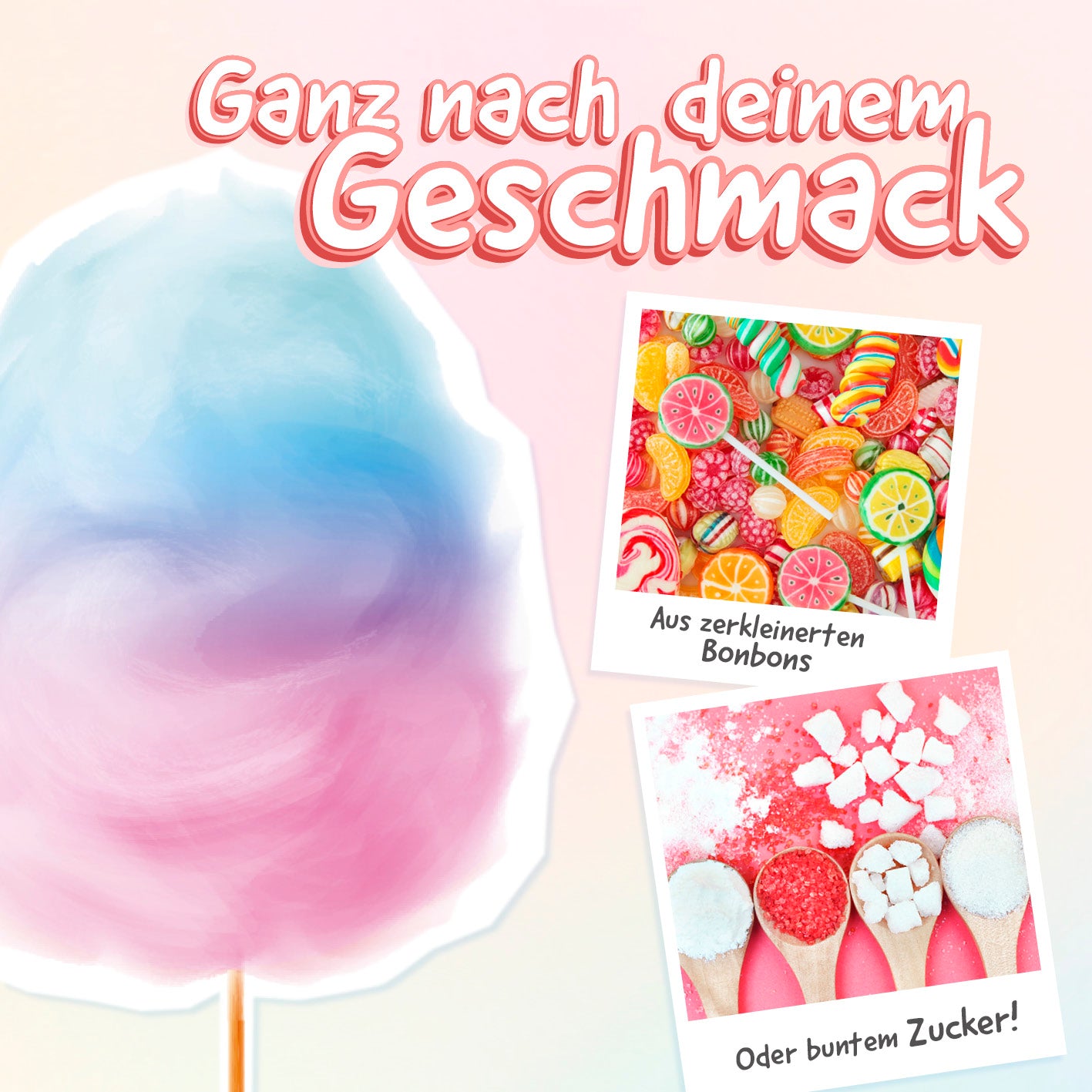 Zuckerwatte-Maschine - mint/weiß mit Retro-Design für bunte Zuckerwatte aus Zucker oder zerkleinerten Bonbons.