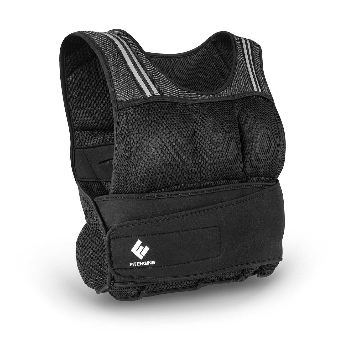 Gewichtsweste - 10 kg mit 16 herausnehmbaren Gewichten, verstellbarem Klettverschluss und schweißabweisendem Mesh-Material für intensives Training.