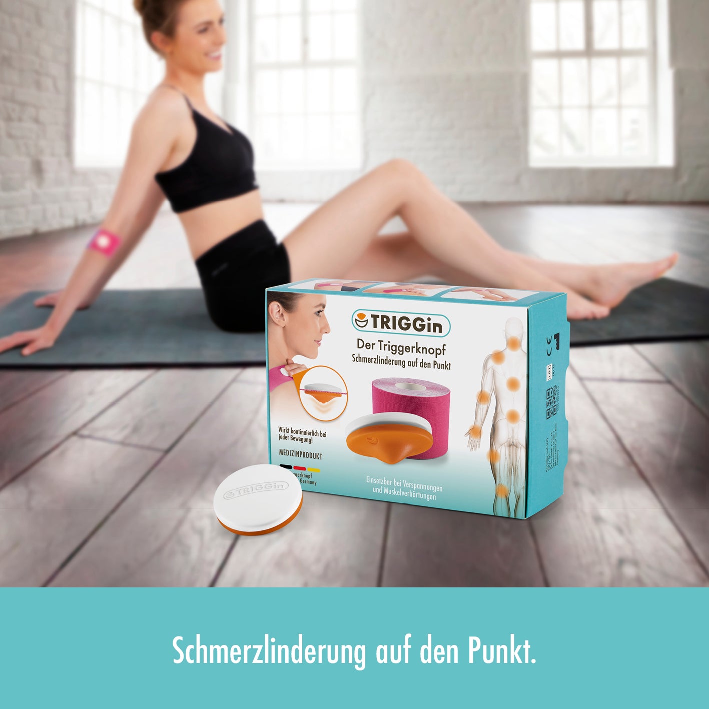 Triggerknopf mit pinkem Tape - 3er-Set zur Schmerzpunktbehandlung und Muskelentspannung, fördert Durchblutung und ist wiederverwendbar.