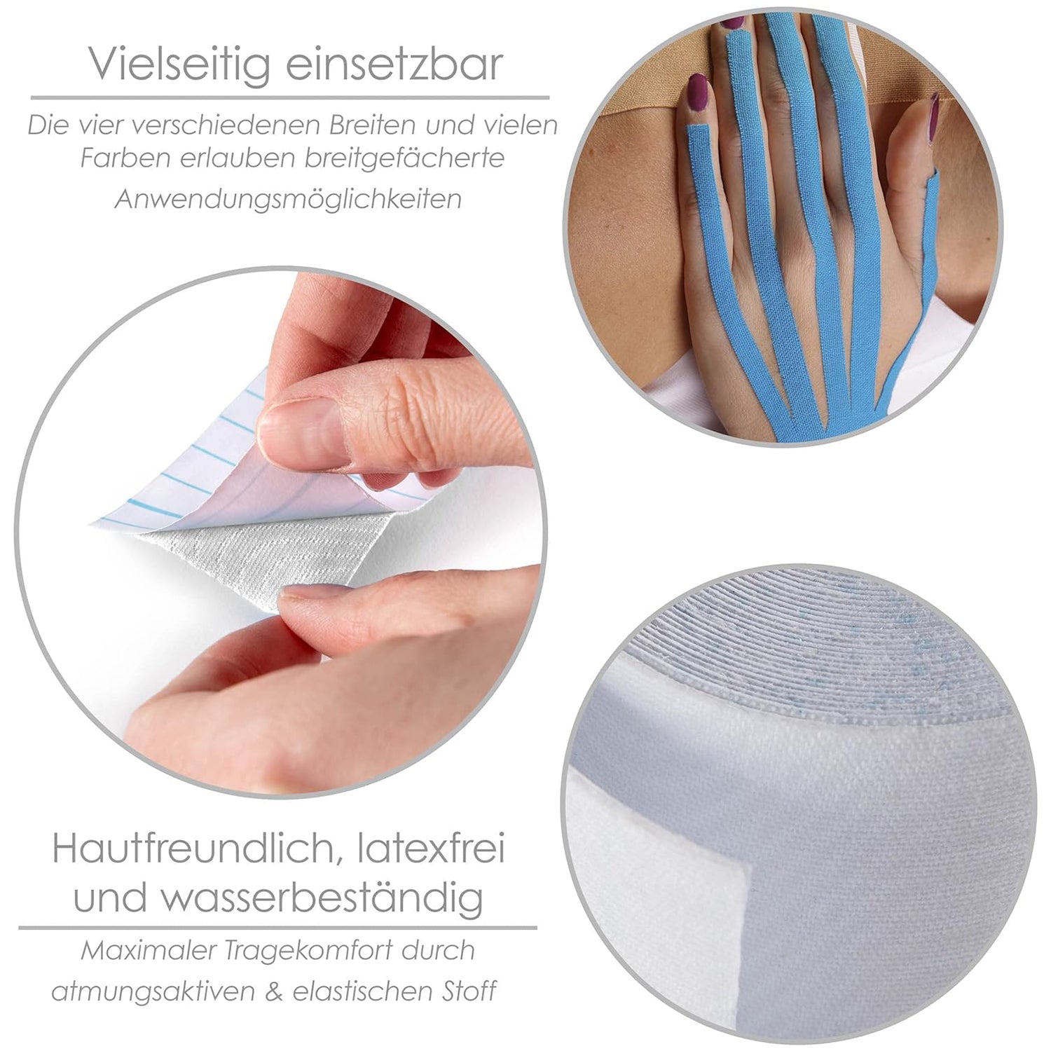 Kinesiologisches Tape - 7,5 cm x 5 m - Weiß, hautfreundlich, elastisch, atmungsaktiv, wasserbeständig und latexfrei von #DoYourFitness x World Fitness.