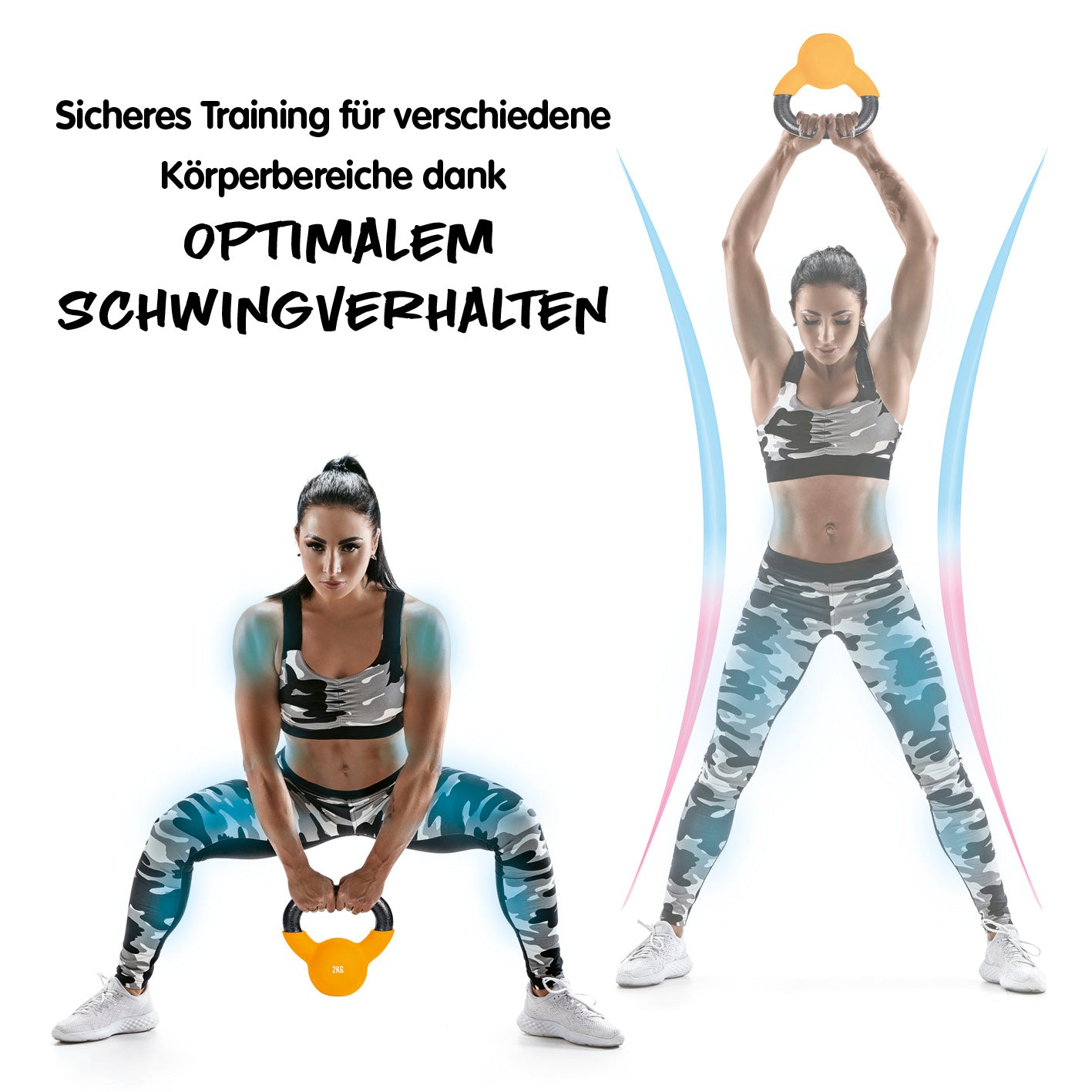 Kettlebell - Kugelhantel aus Gusseisen - 2 kg für sicheres Training mit optimalem Schwingverhalten und vielseitigen Fitnessübungen.