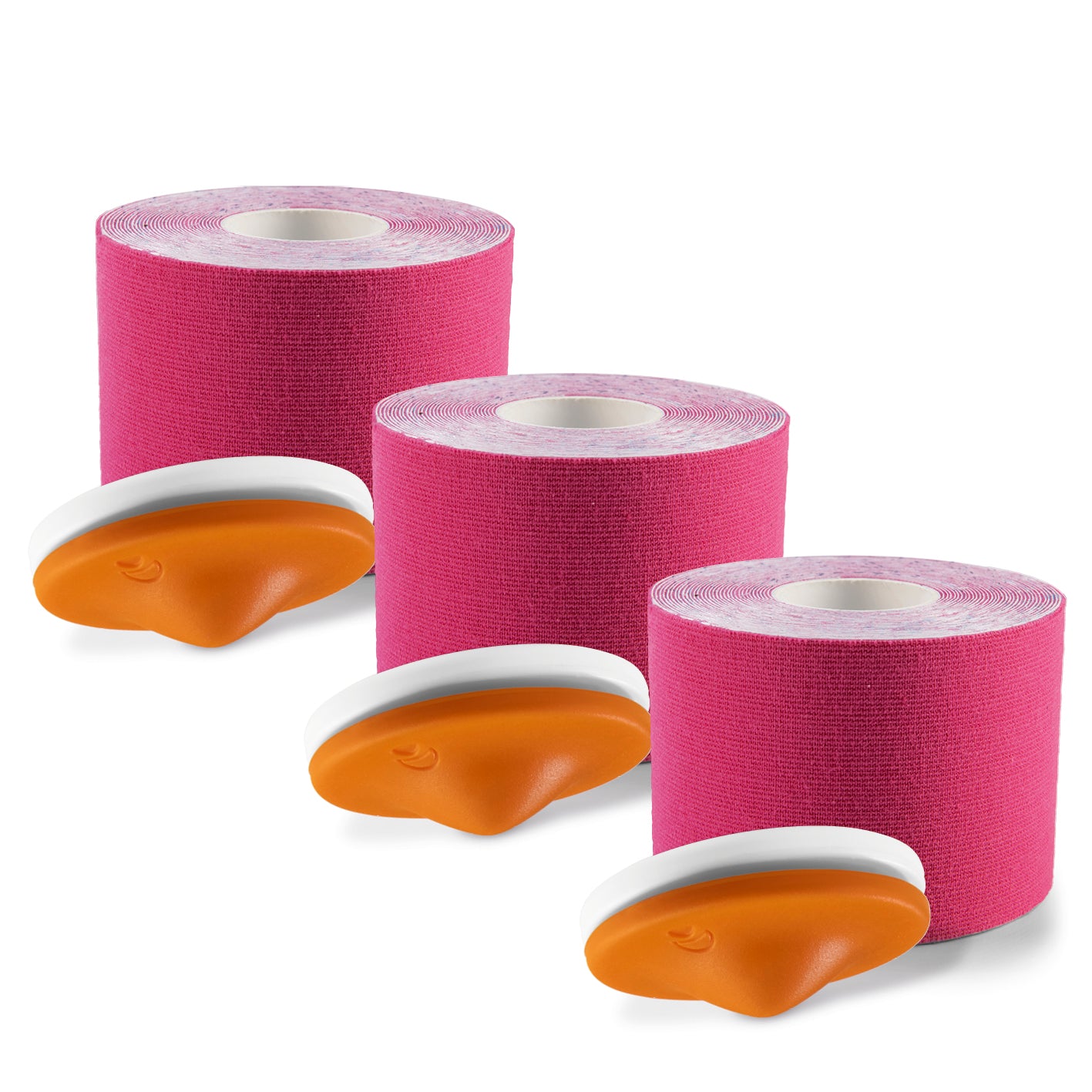Triggerknopf mit pinkem Tape - 3er-Set zur Schmerzlinderung, Muskelentspannung und Förderung der Durchblutung.