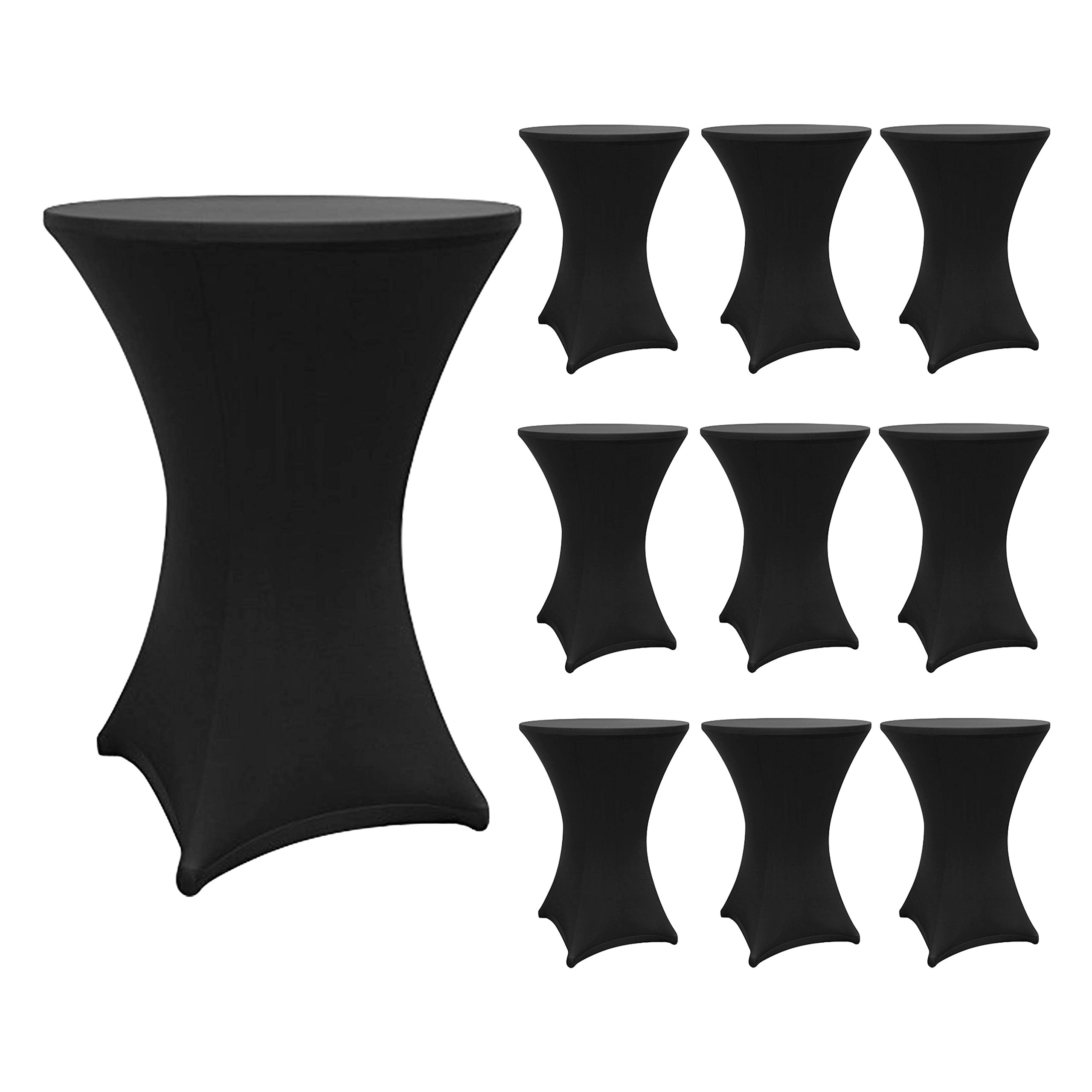 Stehtischhusse - Tisch Bezug - Husse - Ø 80-85 cm - Schwarz - 10er-Set, elastisch, abwischbar und passgenau für Stehtische.