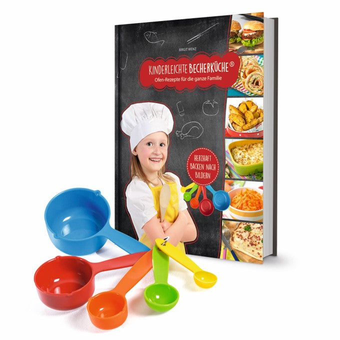 Rezeptbuch inkl. Messbecher-Set - Band 5 - Ofen-Rezepte für die ganze Familie (DIN-A5) mit bunten Messlöffeln und Kinderkochbuch.