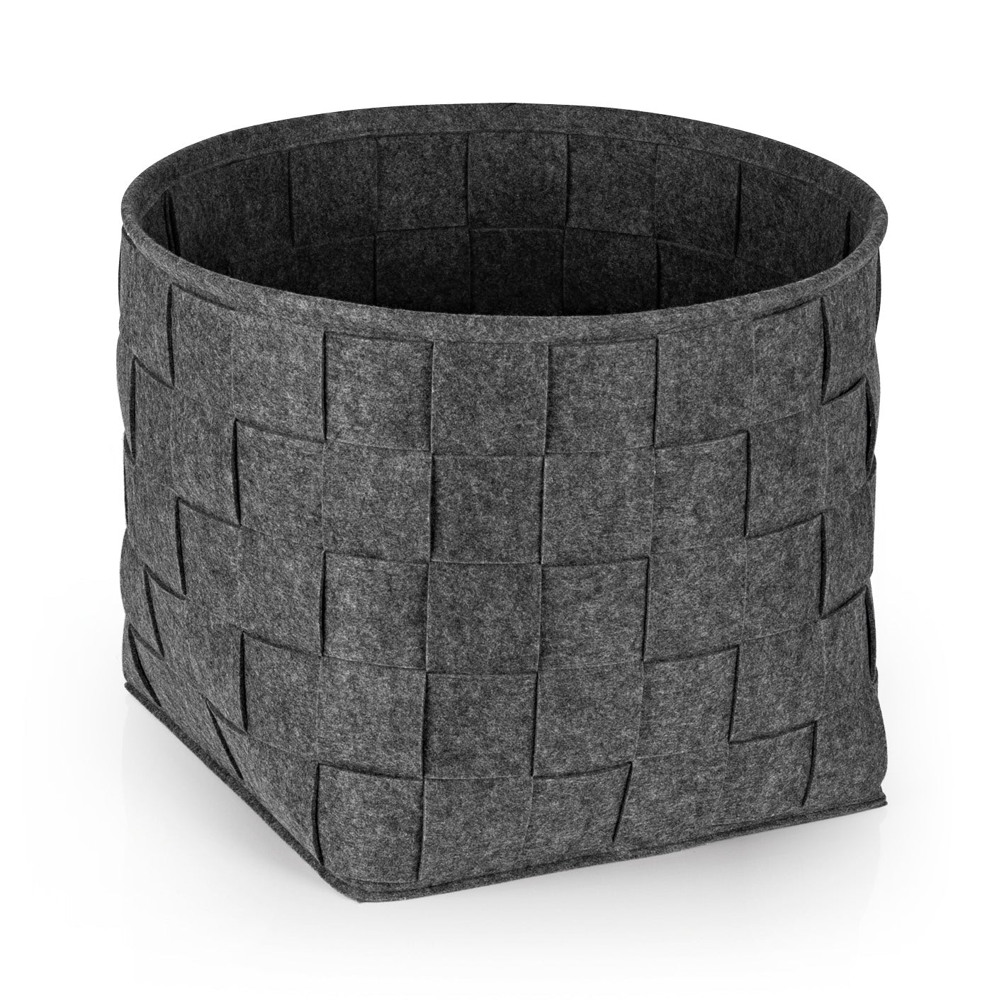 Filz-Aufbewahrungskorb L - 40 x 40 x 40 cm - Dunkelgrau, moderner, faltbarer und robuster Korb aus strapazierfähigem Filz.