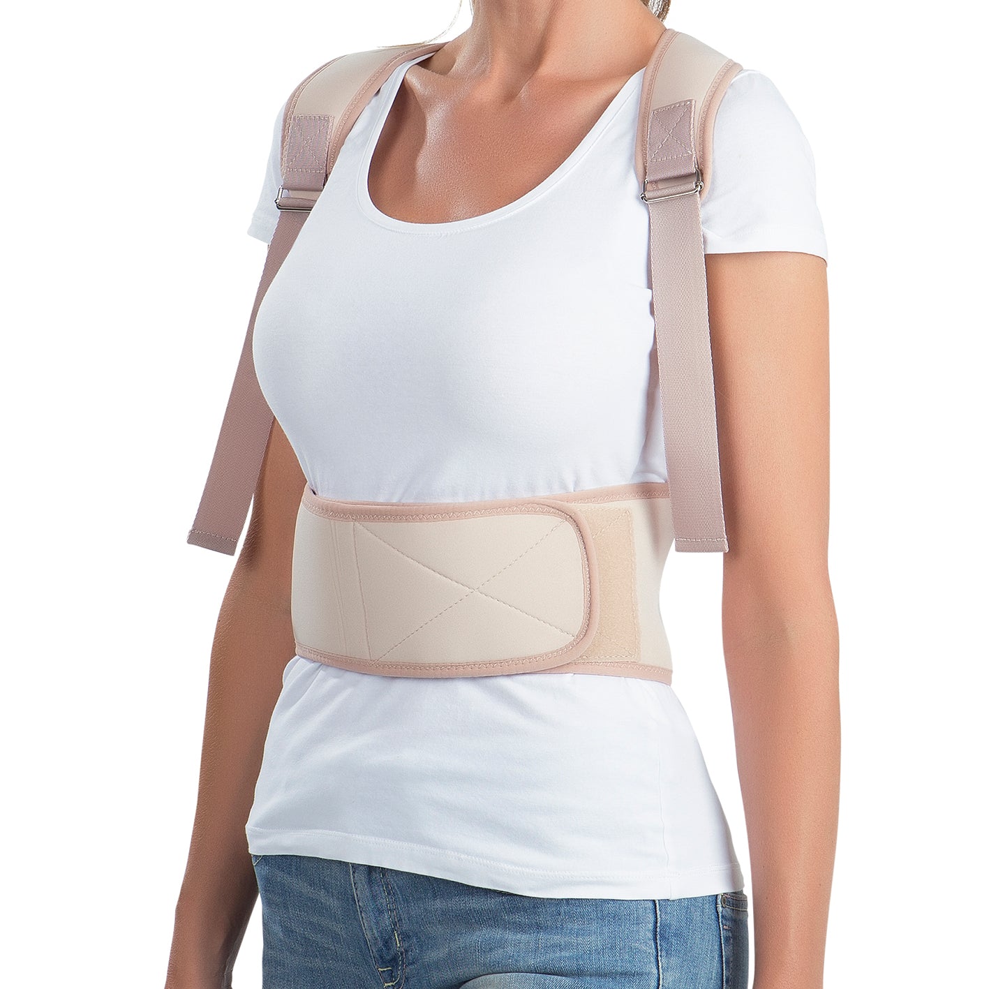 Rückenkorrektor - S/M - creme zur Haltungskorrektur mit verstellbaren Trägern und weichem Material für optimalen Tragekomfort.