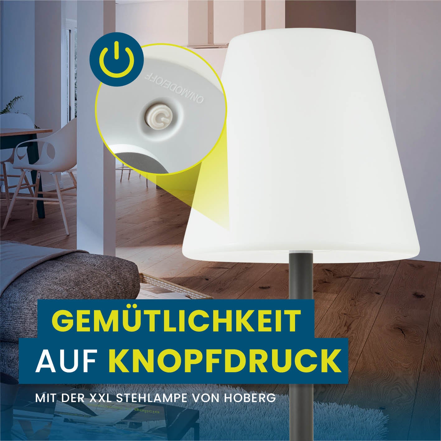 LED-Standleuchte dimmbar - 187 cm - schwarz/weiß mit 3-Stufen-Dimmer und wetterbeständig für Innen- und Außenbereich.