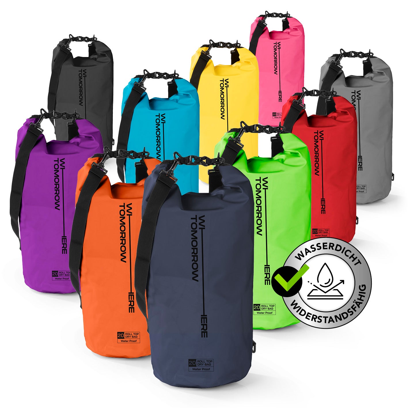 Dry Bag 20L - Style 02 - Dunkelblau wasserdichter, robuster Outdoor-Rucksack mit UV-Schutz und Rolltop-Verschluss für Abenteuer.