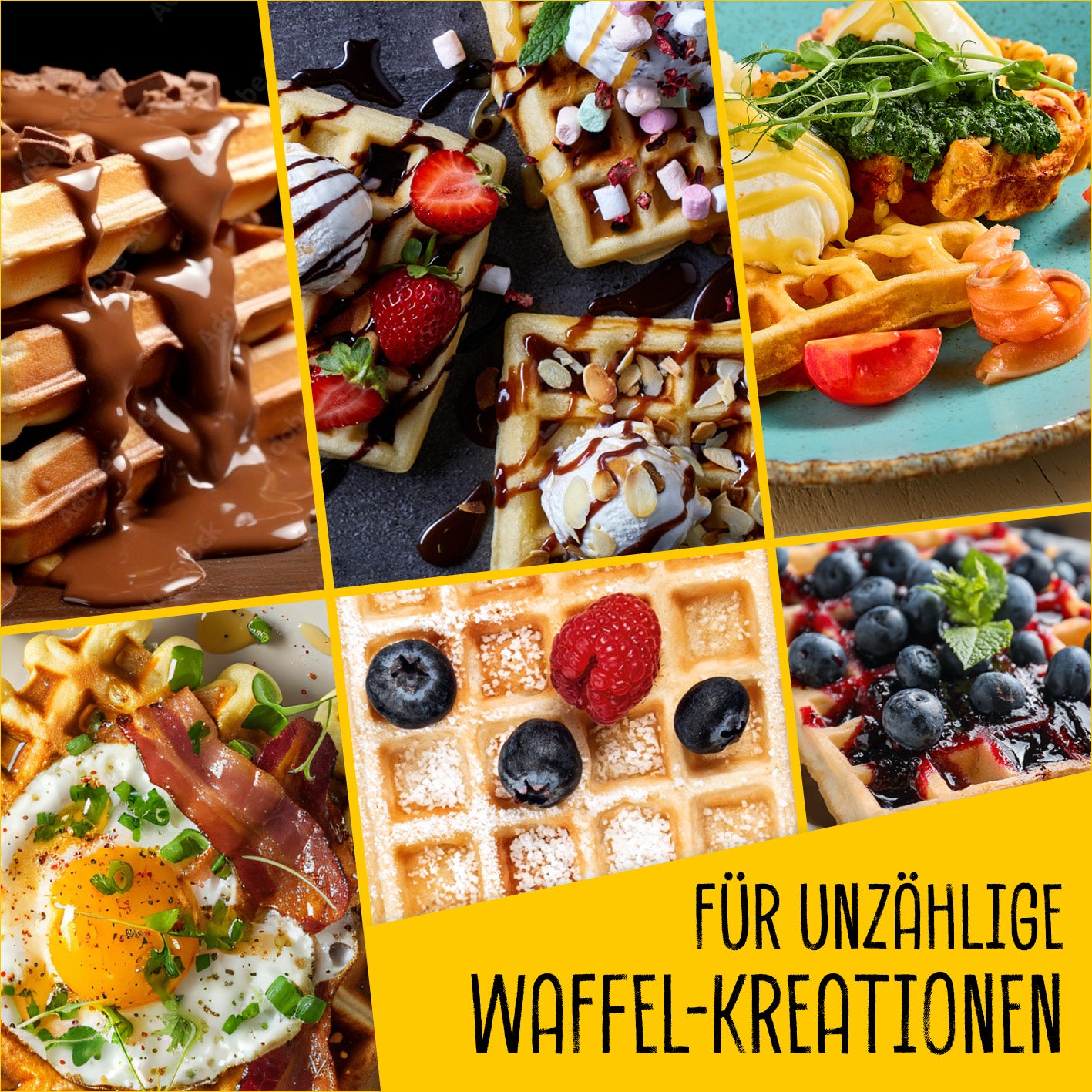 Waffeleisen für Belgische Waffeln mit Heizelementen, Thermostat, Antihaftplatten für vielfältige Waffel-Kreationen und einfache Reinigung.