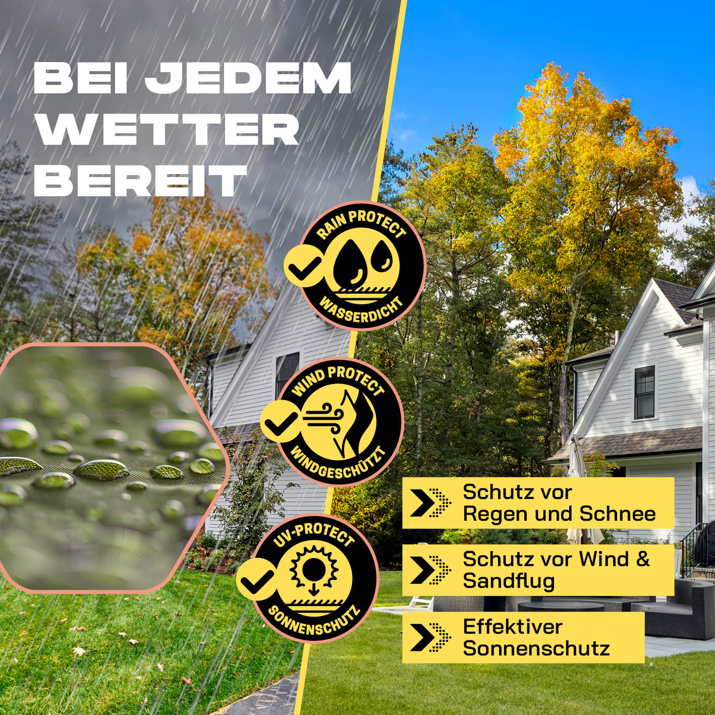Pop-up-Pavillon Seitenwand - Grün mit wasserdichtem, windgeschütztem und UV-Sonnenschutz für optimalen Wetterschutz draußen.