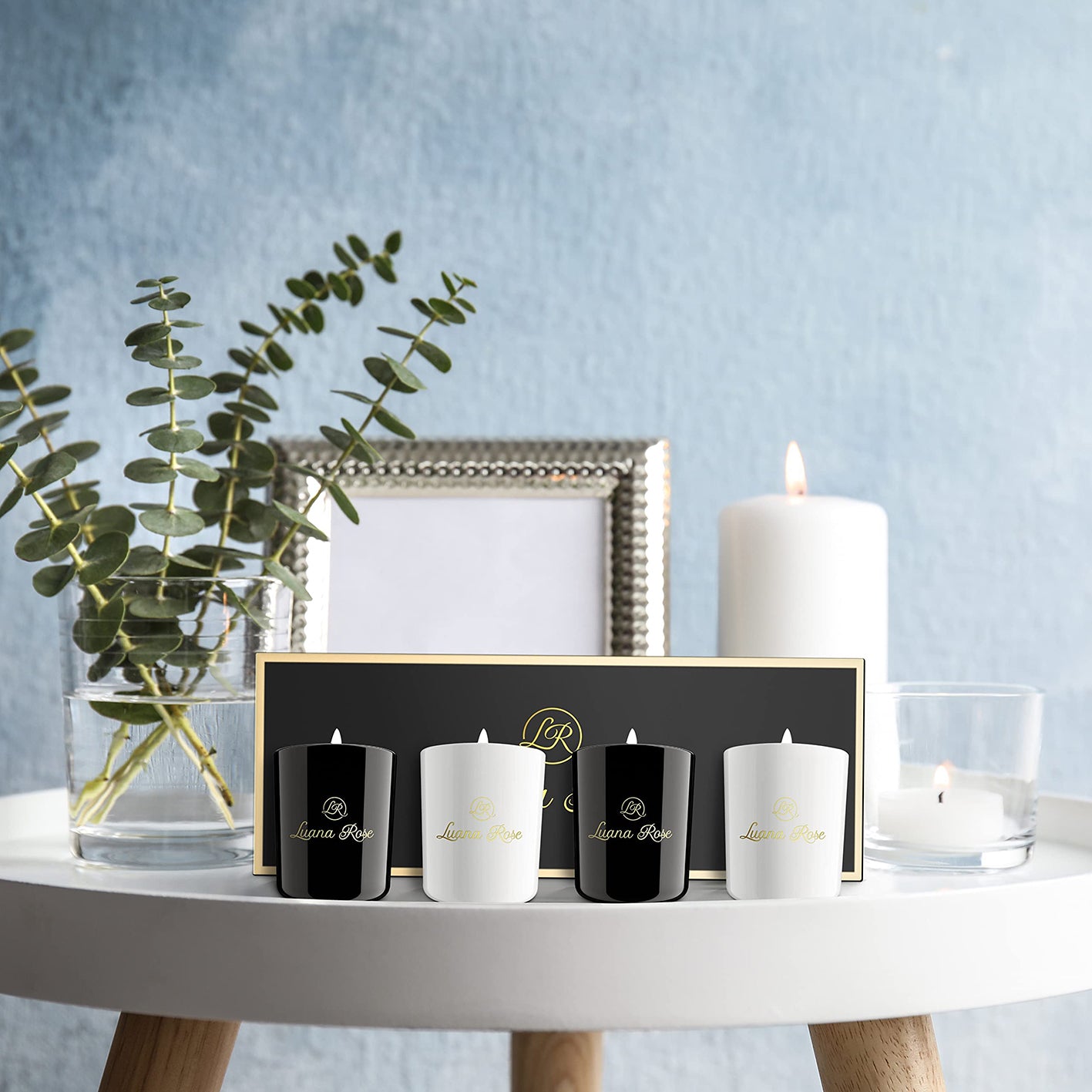 Duftkerzen Geschenkset - 4er-Set mit Lavendel, Eucalyptus Lemongras, Vanille & Kokosnuss, 100% Sojawachs, CO2-neutral, Geschenkverpackung.