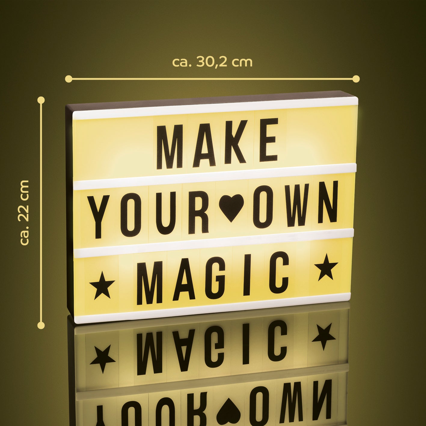 LED-Leuchtkasten mit 173 Buchstaben & Symbole inkl. Schreib-Set, individuell beschriftbar, ca. 30x22 cm, für kreative Botschaften.