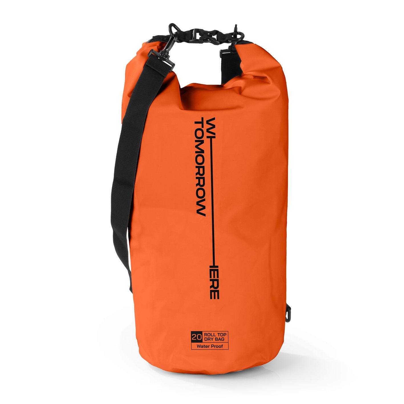 Dry Bag 20L - Style 02 - Orange, wasserdichter und robuster Outdoor-Rucksack mit verstellbarem Schultergurt und Rolltop-Verschluss.