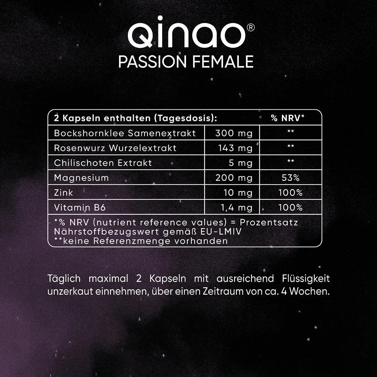 Nahrungsergänzungsmittel FEMALE - 2er-Set mit Vitamin B6, Zink, Bockshornklee, Rosenwurz und Chilischote, vegan und zuckerfrei.