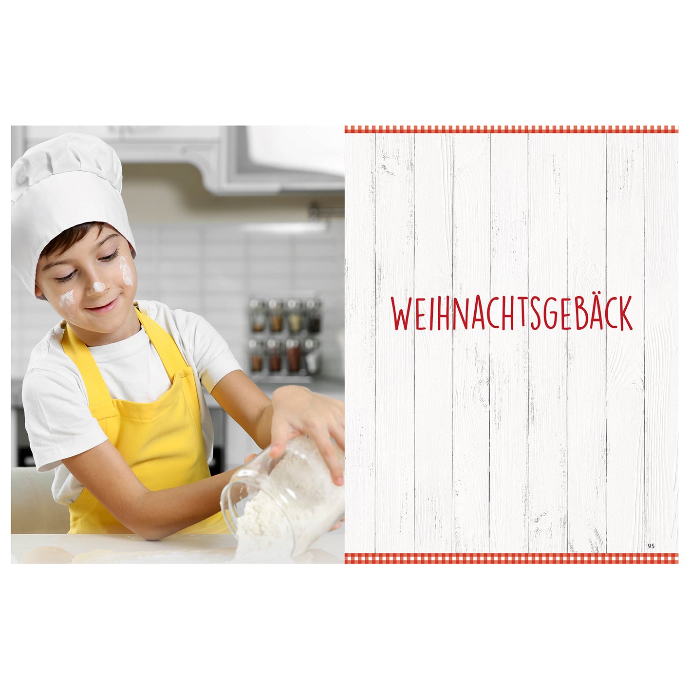Rezeptbuch (Ergänzungsexemplar ohne Messbecher) Band 3 - Plätzchen, Kekse, Cookies & Co. zeigt Kind beim Mehl abwiegen backend.