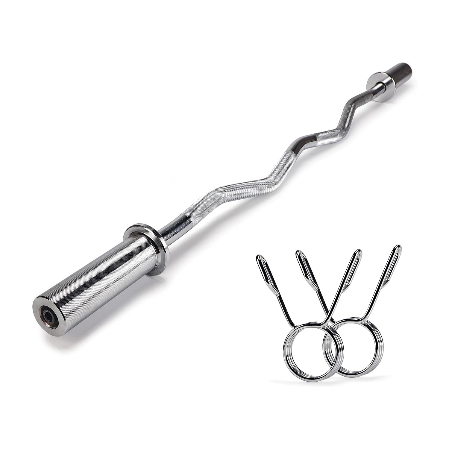 Curlstange - Gebogene Hantelstange aus Gusseisen mit Schraubverschlüssen für sicheres und vielseitiges Krafttraining.