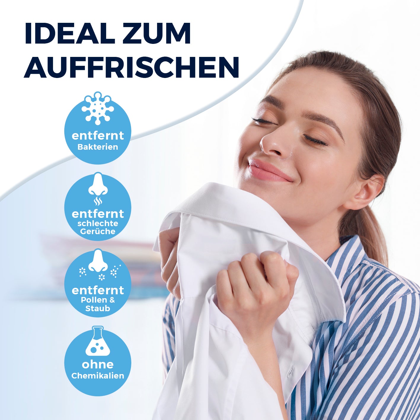 Hemdenbügler PRO STEAM - Schwarz entfernt Bakterien, Gerüche, Pollen und Staub für frische Kleidung ohne Chemikalien.
