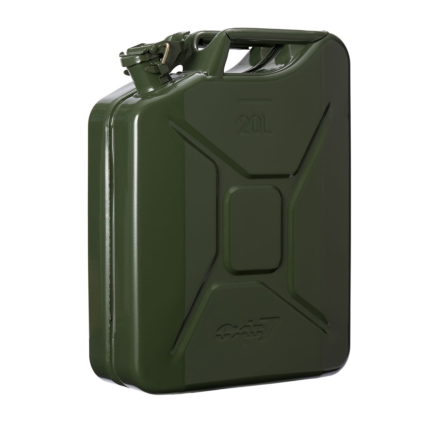 Metall Benzinkanister Kraftstoffkanister - Olivgrün - 20 Liter, stoßfest, auslaufsicher, pulverbeschichtet, 0,9 mm Stahl, korrosionsgeschützt, robust.