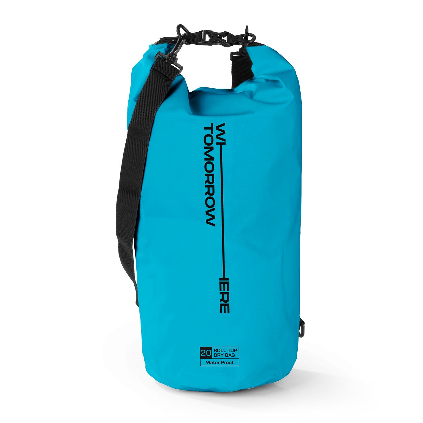 Dry Bag 20L - Style 02 - Himmelblau, wasserdichter, robuster Outdoor-Rucksack mit verstellbarem Schultergurt und Rolltop-Verschluss.