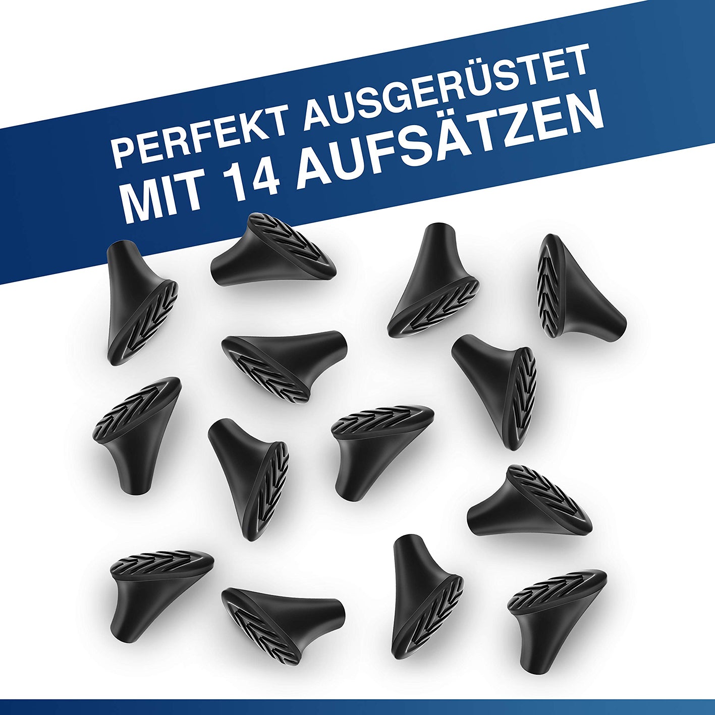 Wanderstock Aufsatz-Set - 14 Stück - Asphalt & Kies Gummipuffer für leises und schonendes Gehen auf verschiedenen Untergründen.