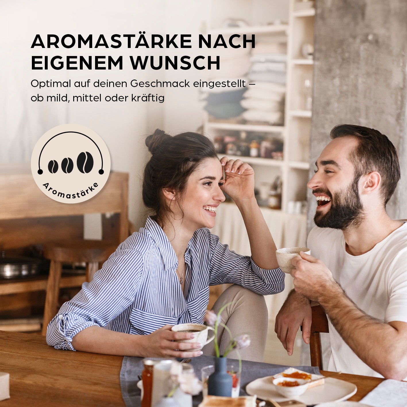 Filterkaffeemaschine Touch Iso - Grau mit individuell einstellbarer Aromastärke für milden, mittleren oder kräftigen Kaffeegenuss.