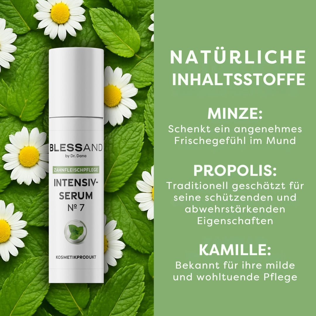 Mundpflege Nr. 7 - 2er-Set (2x 10 ml) mit natürlichen Inhaltsstoffen wie Minze, Propolis und Kamille für gepflegtes Zahnfleisch.