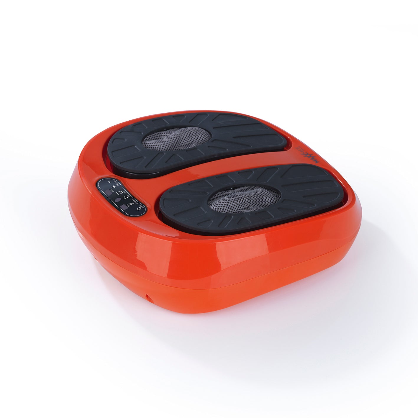 Rotes Vibrationsgerät Training & Massage mit Fußmassagerollen und Steuerung für individuelle Massageprogramme und Intensitäten.