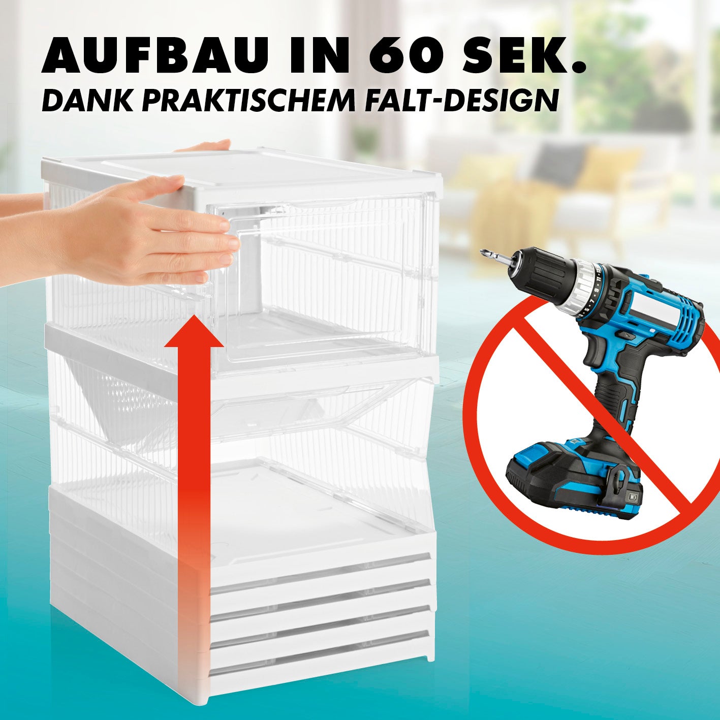 Faltbares Schuhregal mit praktischem Falt-Design für schnellen Aufbau ohne Werkzeug in nur 60 Sekunden.