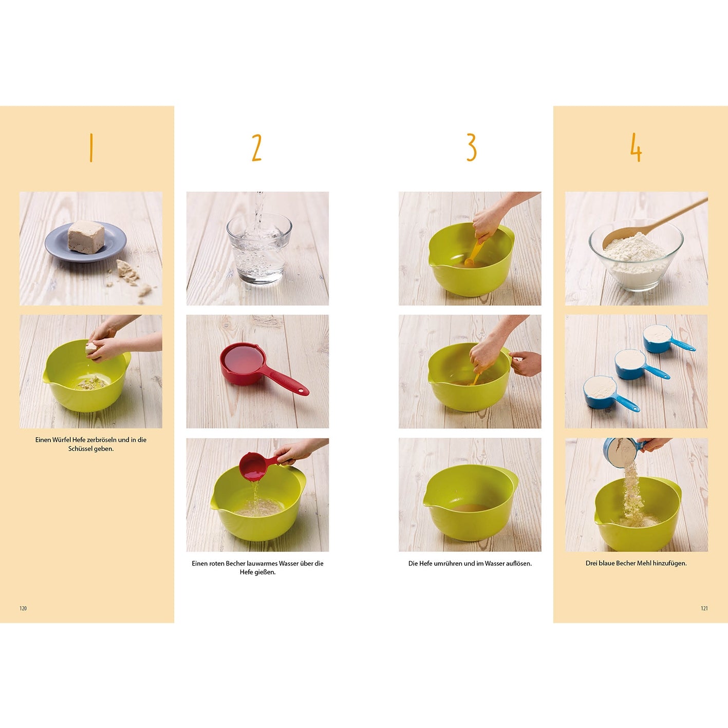 Rezeptbuch (Ergänzungsexemplar ohne Messbecher) - Band 1 zeigt kindgerechte Schritte zum selbstständigen Backen mit Bildanleitung.