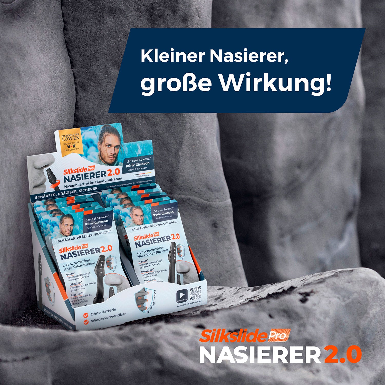 Pro Nasenhaartrimmer - Nasierer 2.0 - 2er-Set mit optimiertem Nasierkopf und innovativem Klingenschutz für präzises Nasentrimmen.
