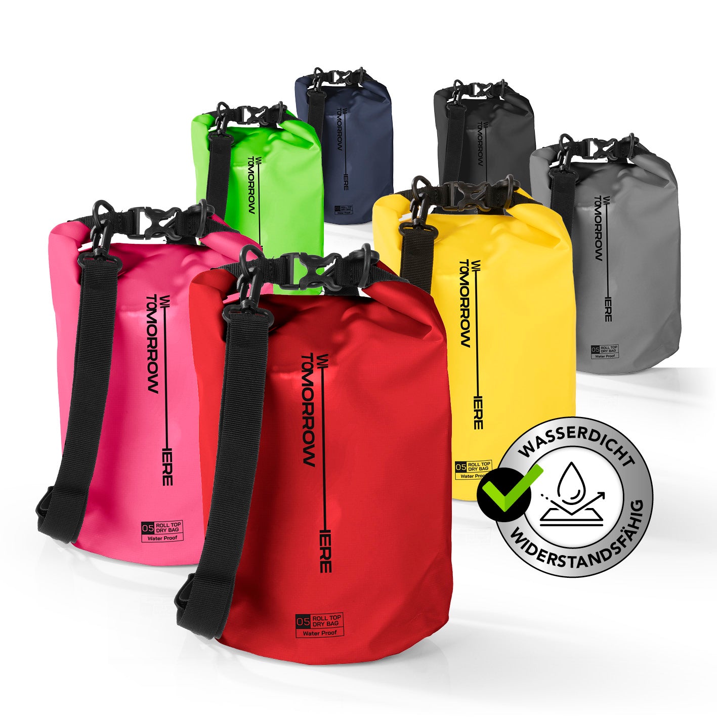 Dry Bag 5L - Style 02 - Rot, wasserfester, robuster Outdoor-Rucksack mit verstellbarem Schultergurt und Rolltop-Verschluss für Wassersport und Camping.