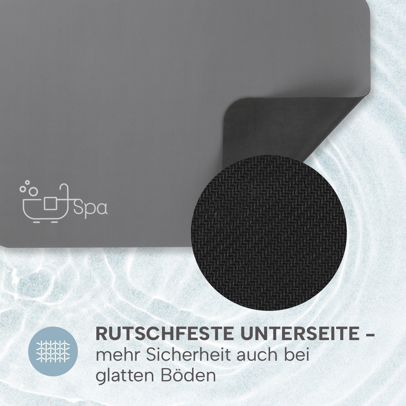 Badematte Spa - 60 x 90 cm - Dunkelgrau mit rutschfester Unterseite, extra saugfähig und schnelltrocknend für mehr Sicherheit im Badezimmer.