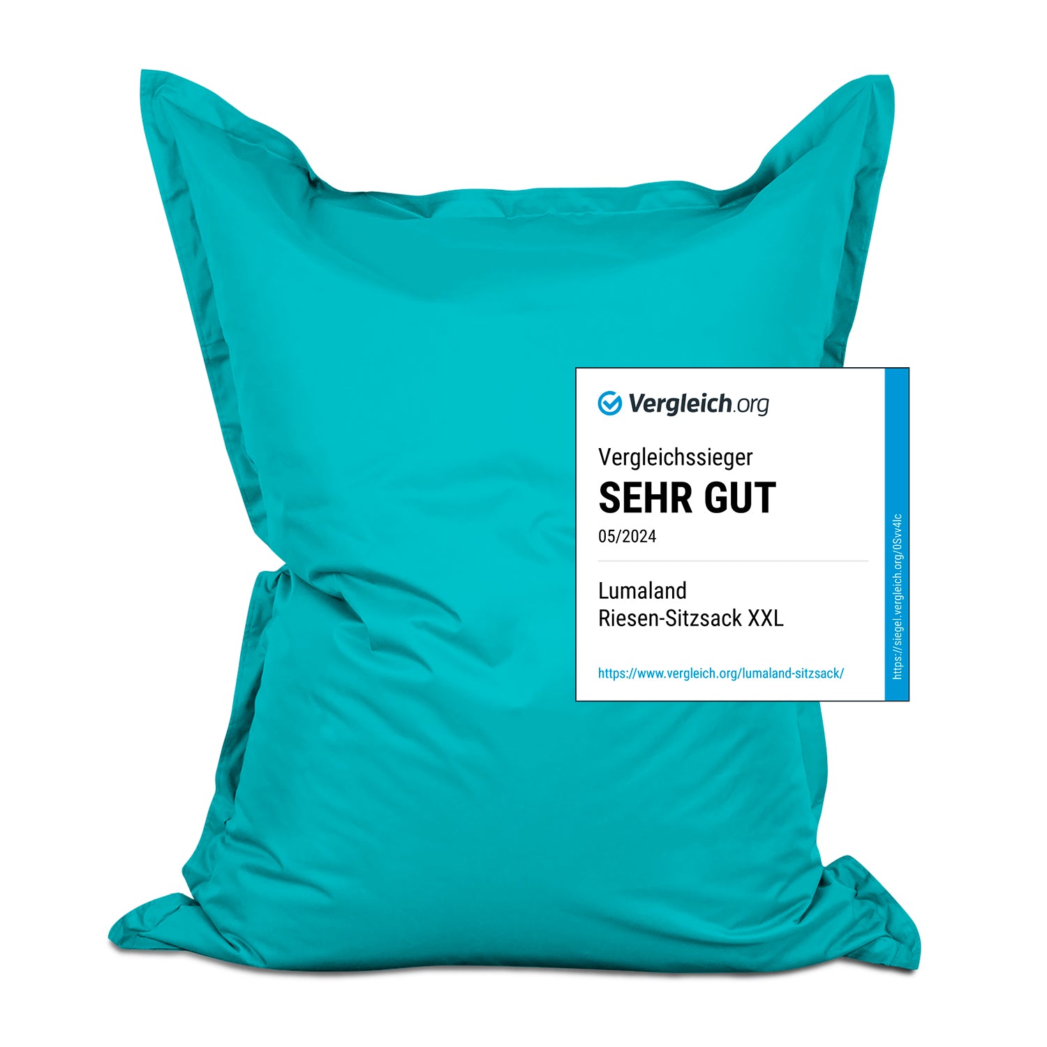 Sitzsack Classic XXL (380 L) Aquamarin, groß, bequem, indoor & outdoor, pflegeleicht, mit verdecktem Reißverschluss, robust und langlebig.