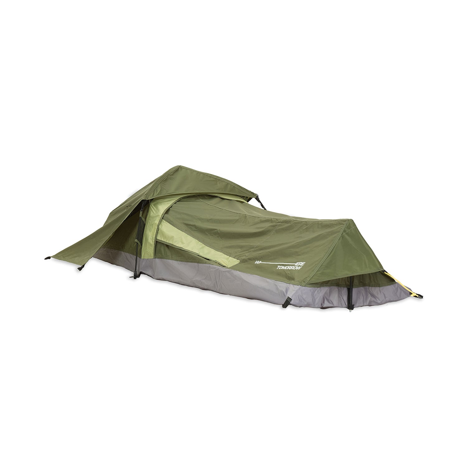 1-Personen-Zelt - Rechteck - 220x80x50 cm - Grün von Where Tomorrow, ultraleicht, schnell aufbaubar, mit Sonnenschutz und guter Belüftung.