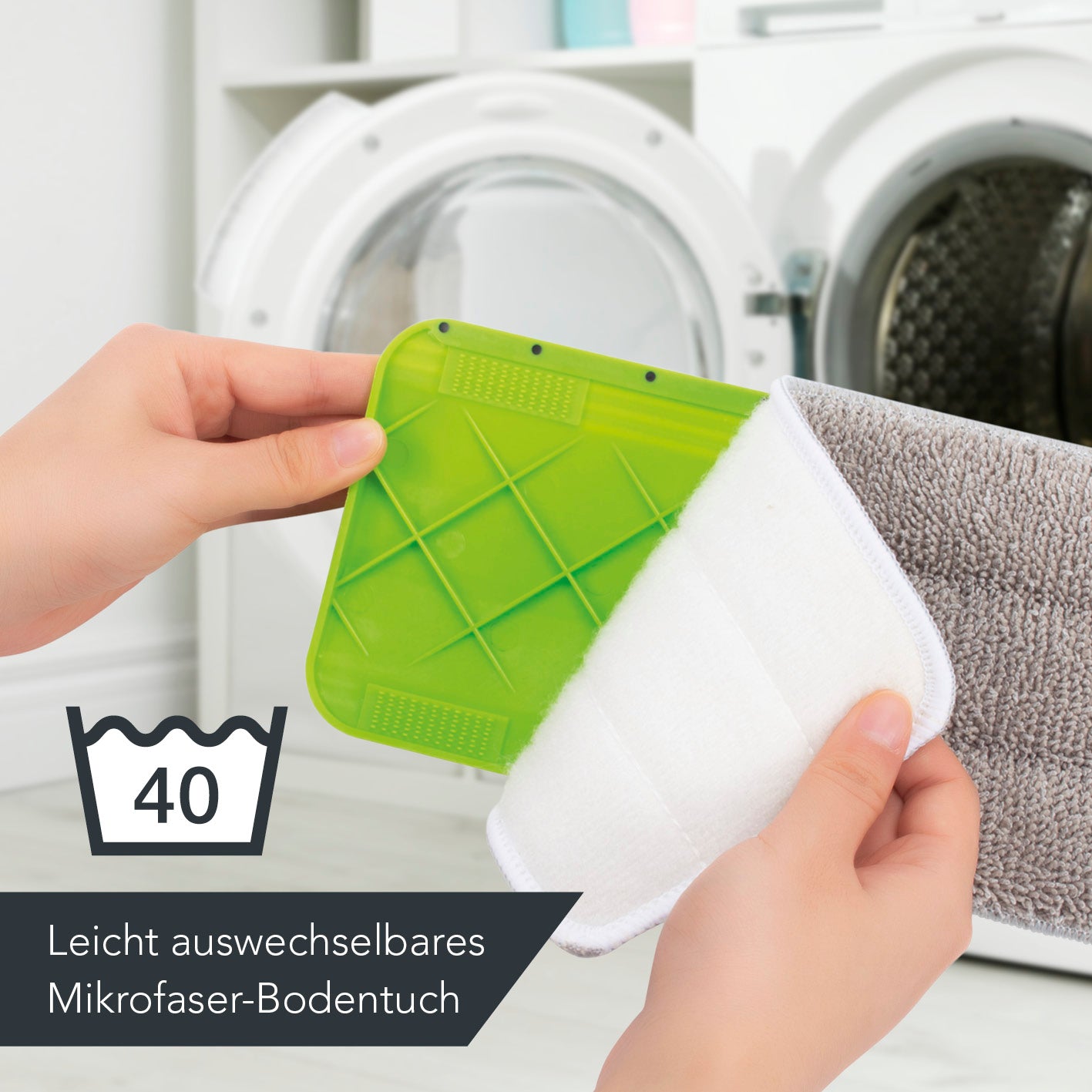 Spray-Mopp - limegreen/schwarz mit abnehmbarem, waschbarem Mikrofaser-Bodentuch für einfache Bodenreinigung ohne Putzeimer.
