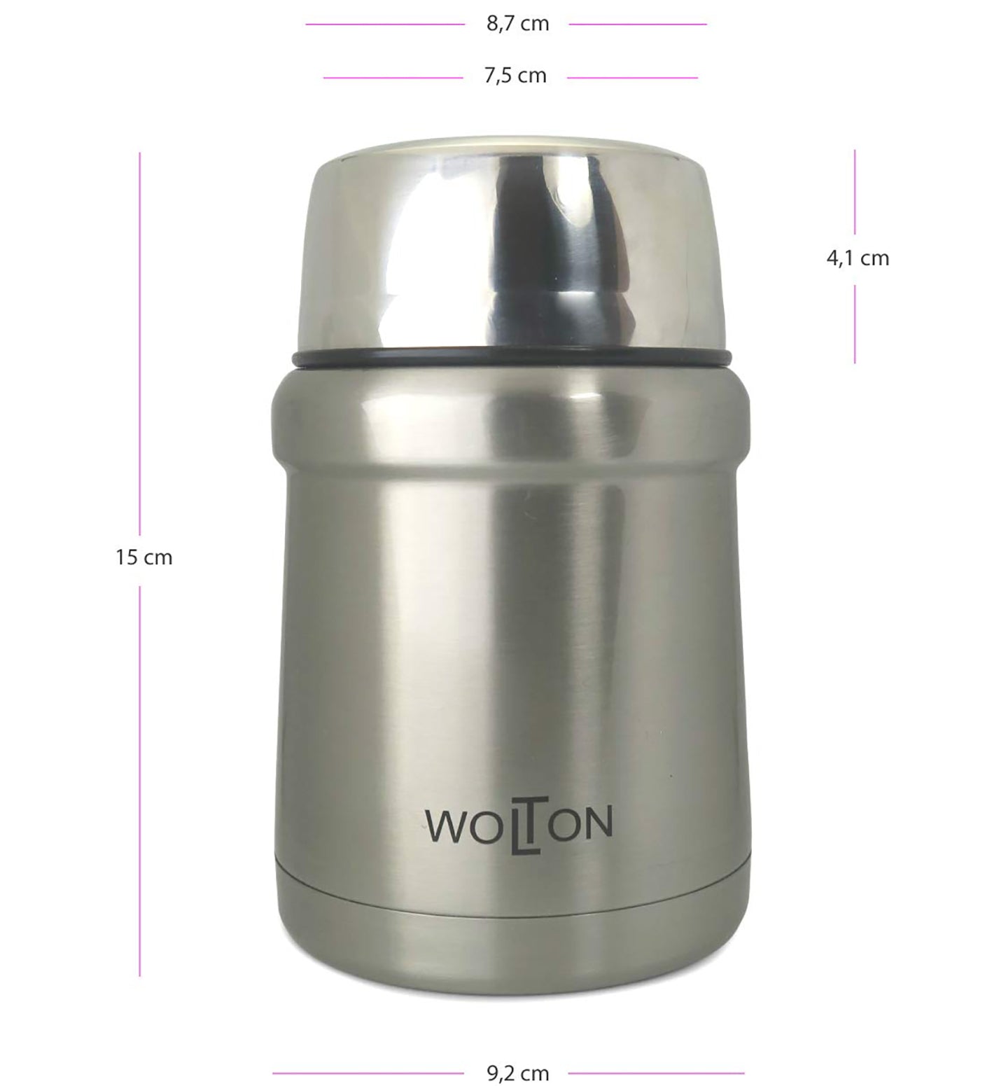 Thermobehälter - 450 ml - Edelstahl - Grau mit Doppelwandisolierung hält Speisen bis zu 12h warm und 24h kalt, auslaufsicher und kompakt.