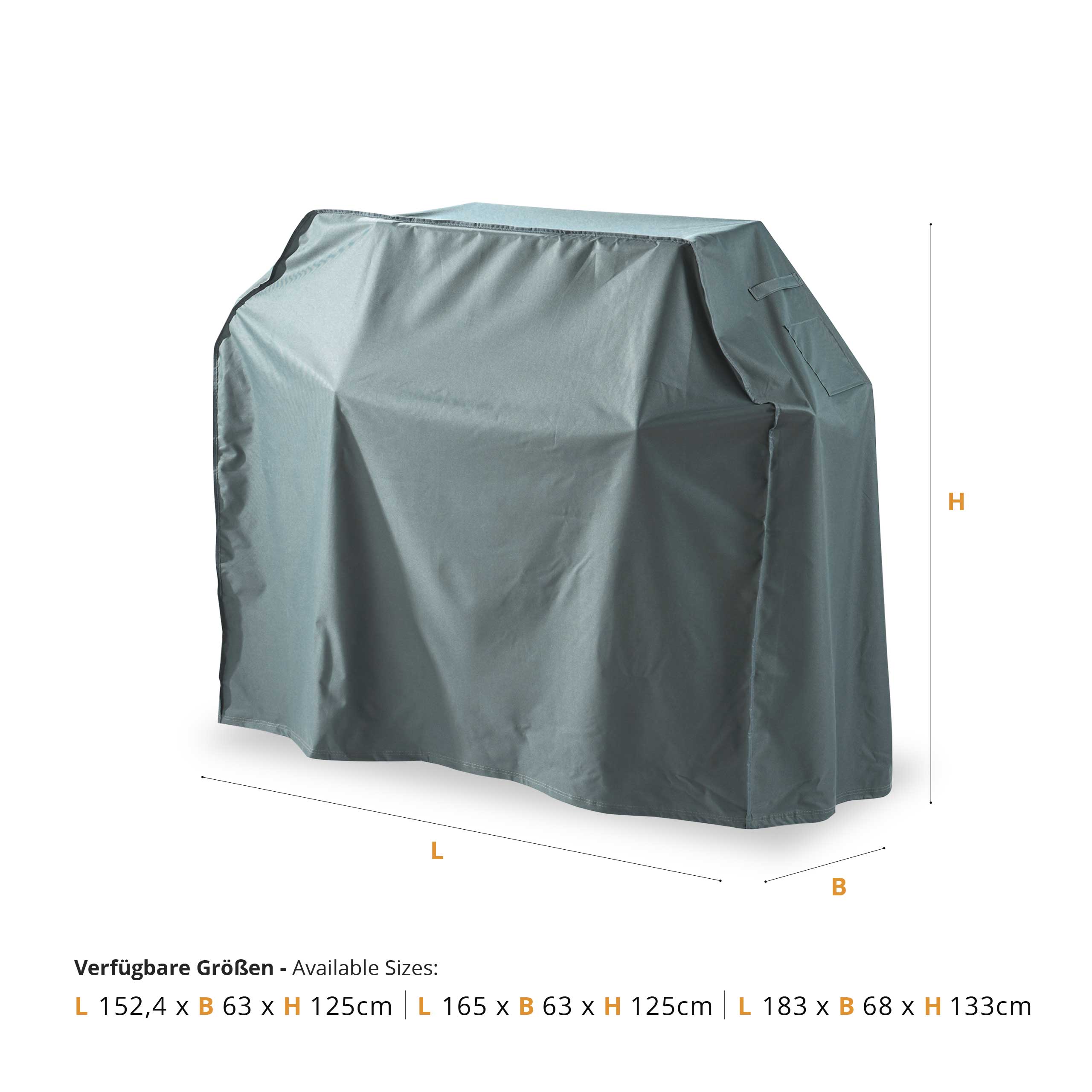 Gartenmöbelabdeckung Grill Abdeckhaube 152,4 x 63 x 125 cm Grün/Grau, wasserdicht, wetterfest und robust aus Oxford 600D Gewebe.