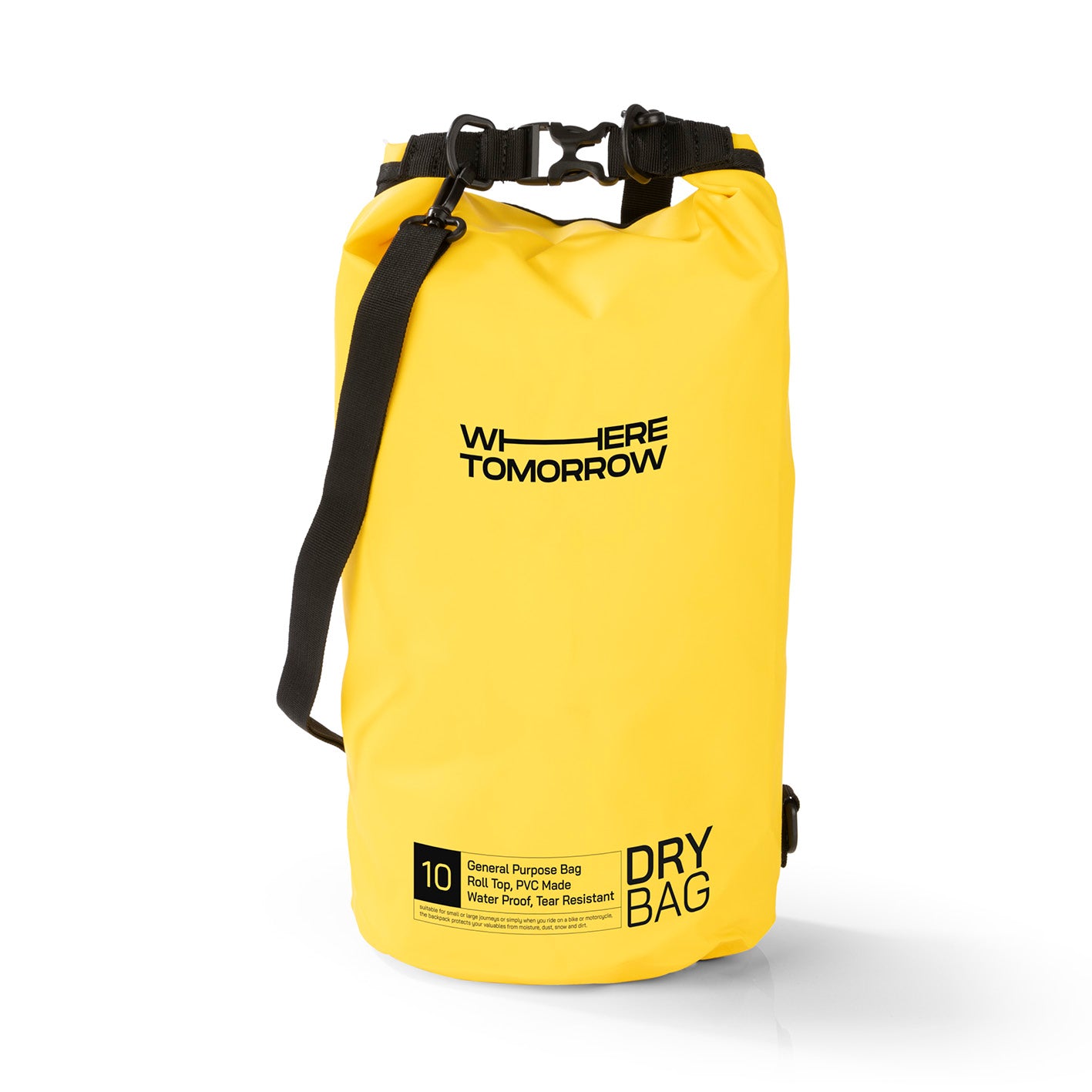 Dry Bag 10L - Style 01 - Gelb, wasserdicht mit Rolltop, robust und ideal für Outdoor-Abenteuer wie Camping und Paddling.