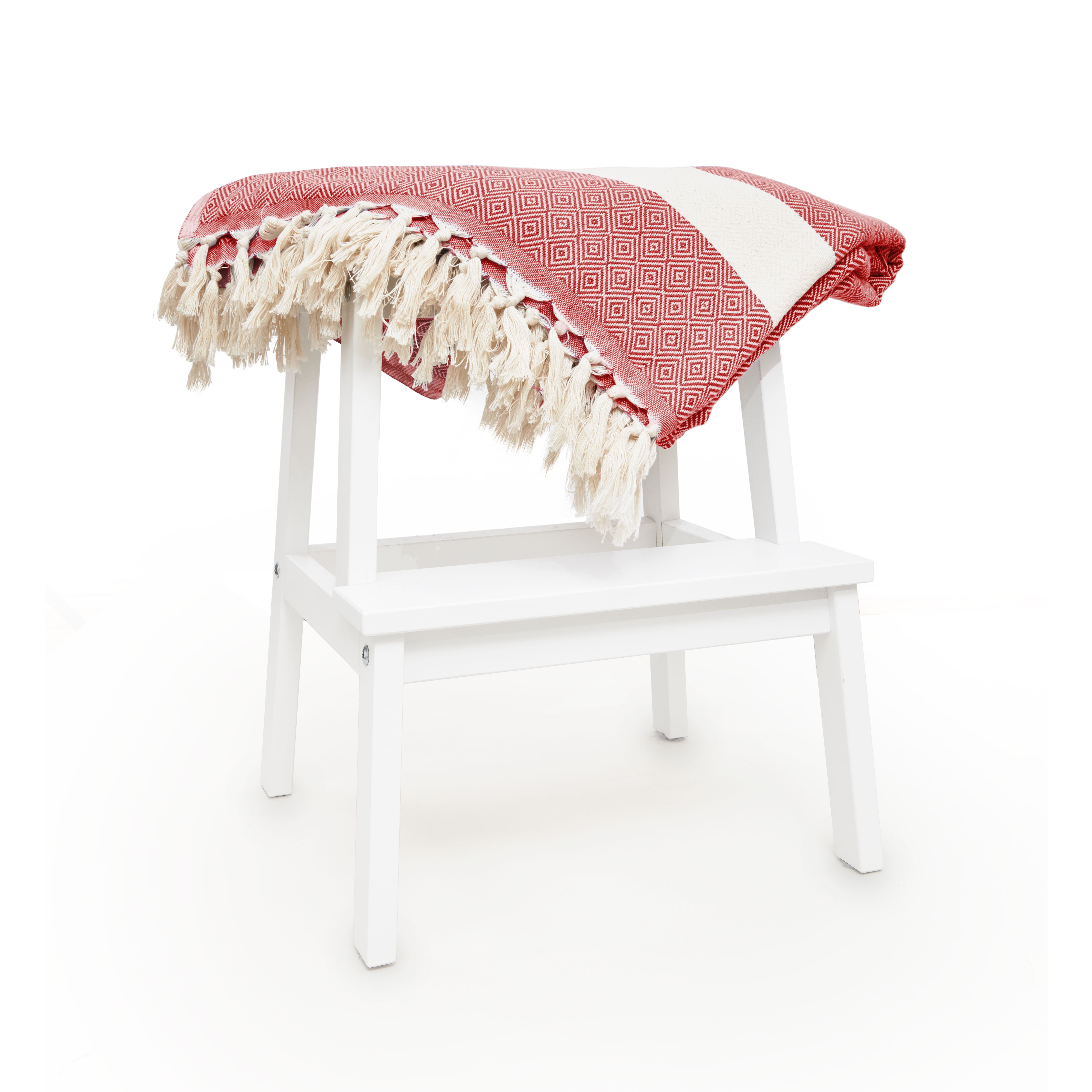 Baumwolldecke / Tagesdecke aus 100 % Baumwolle - ca. 200 x 240 cm - Rubin Rot, weich und atmungsaktiv, ideal als Sofa- oder Bettüberwurf.